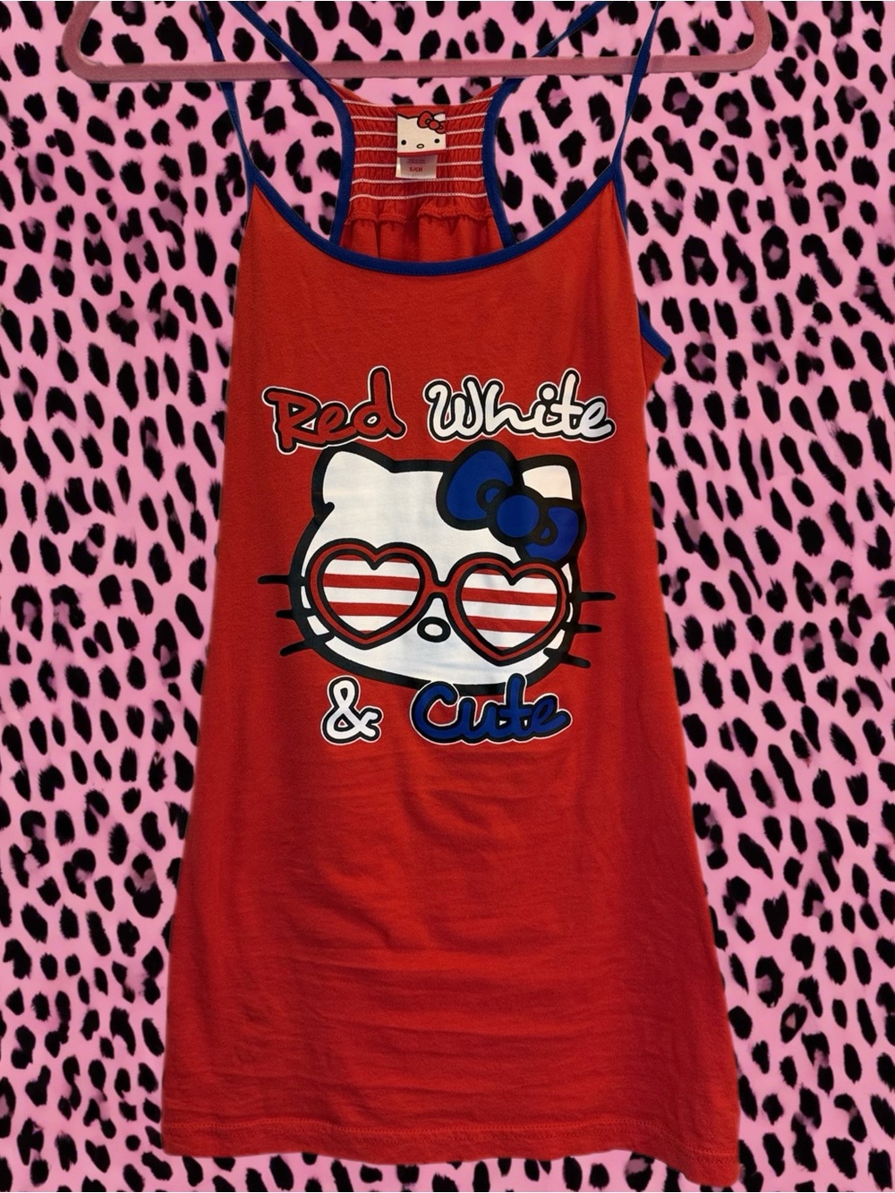 Hello Kitty Cami Dress Y2K Red White and Cute Size Small Sanrio
